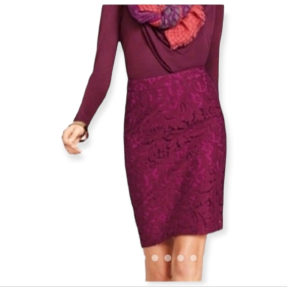 CABI Burghandy Lace Frolic Skirt size 6 - Picture 4 of 10